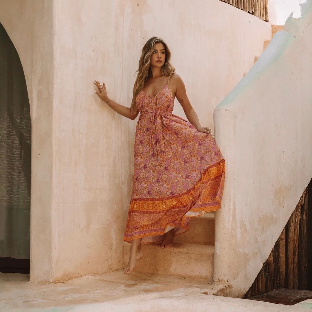 Spell and the gypsy collective village Strappy maxi sundress sunrise size M NWT